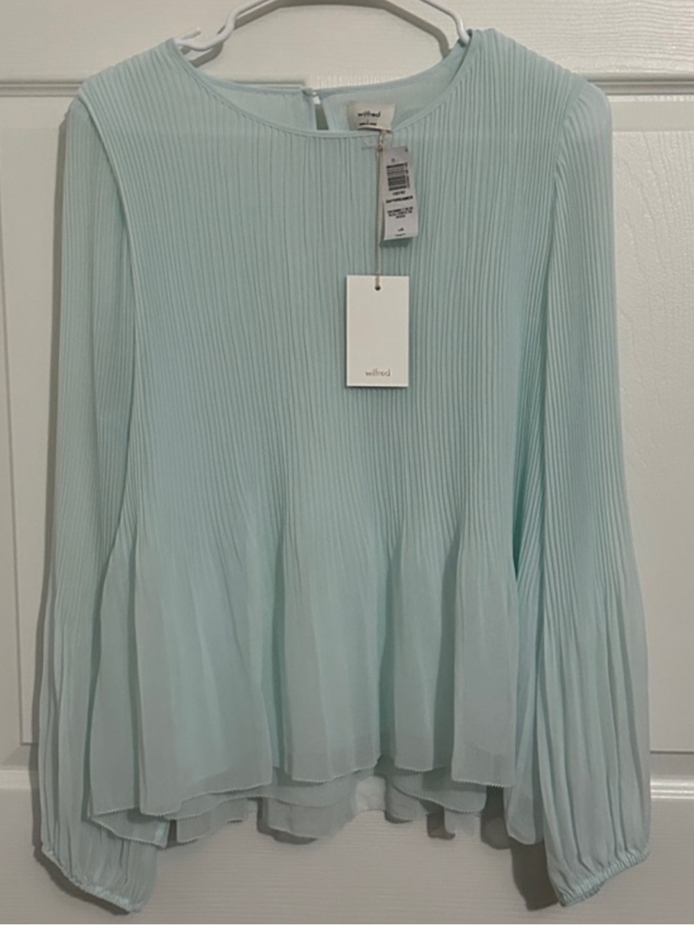 Wilfred Mint Green Pleated "daydreamer" Long-Sleeve Blouse Sold out online Sz.L